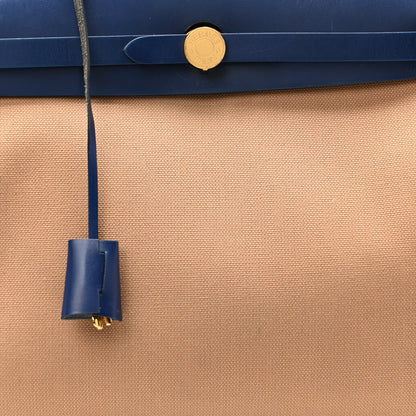 Hermes Military Toile Vache Hunter Herbag Zip Retourne 31 PM Chai Bleu Saphir 9 of 11