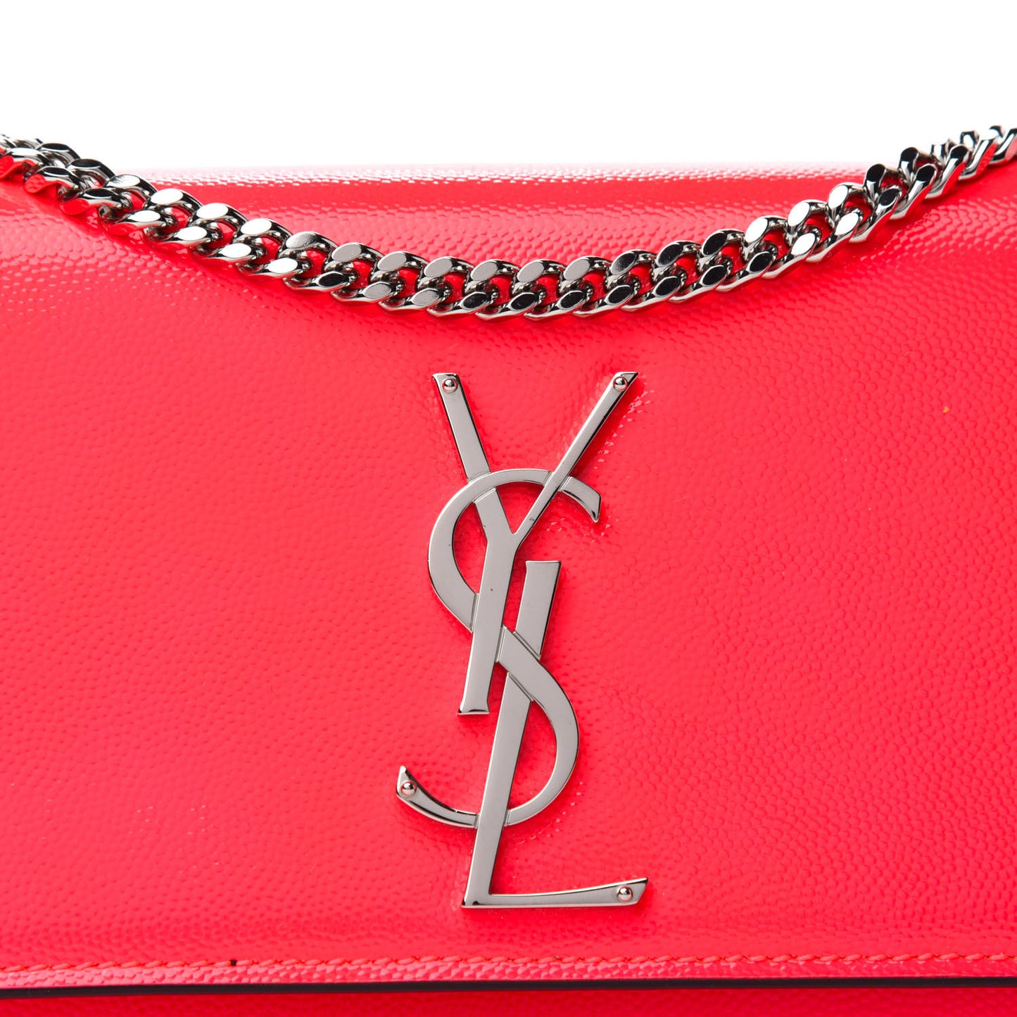 Patent Grain de Poudre Small Monogram Kate Satchel Neon Pink