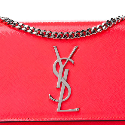 Saint Laurent Patent Grain de Poudre Small Monogram Kate Satchel Neon Pink 10 of 10