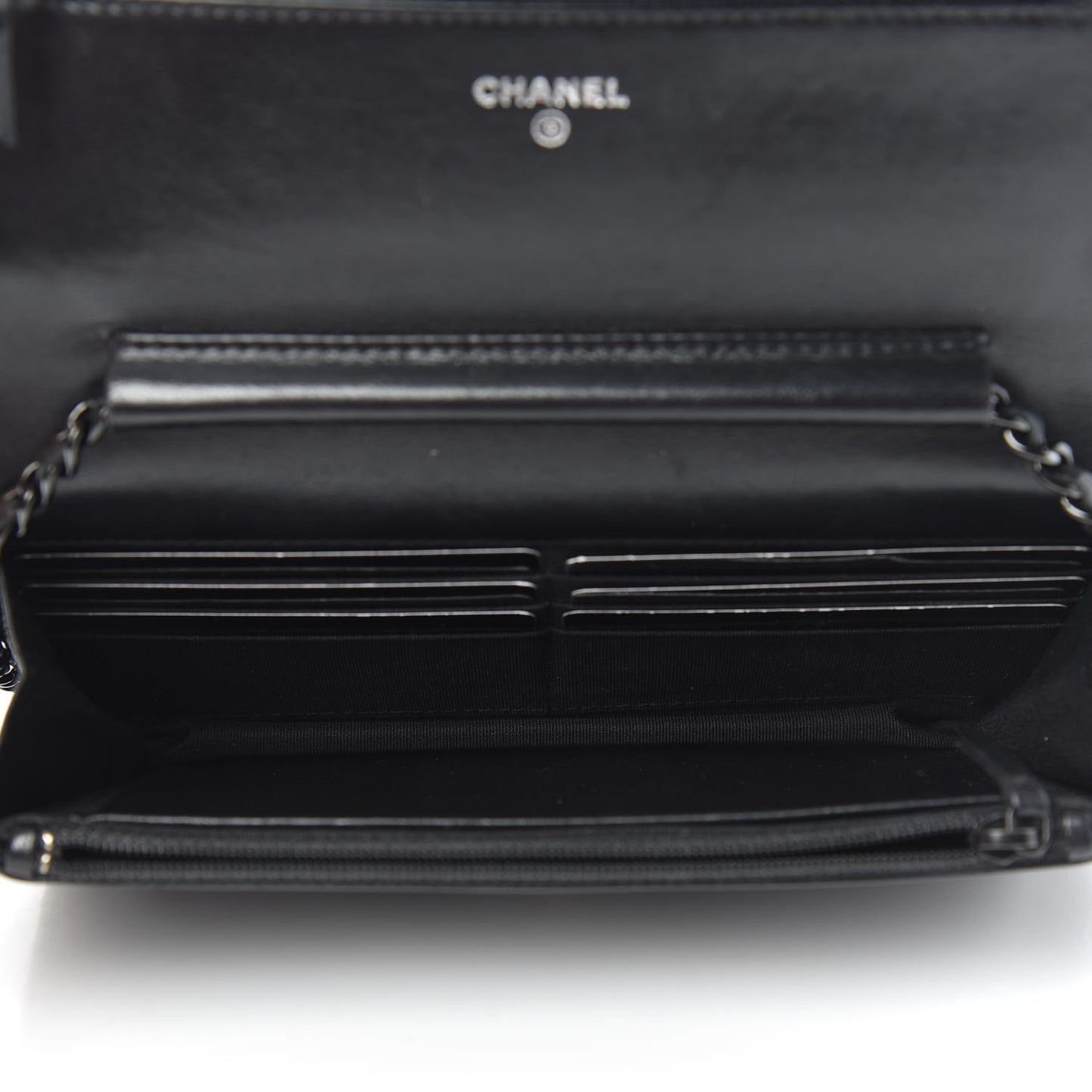Lambskin Chevron Quilted Wallet On Chain WOC So Black