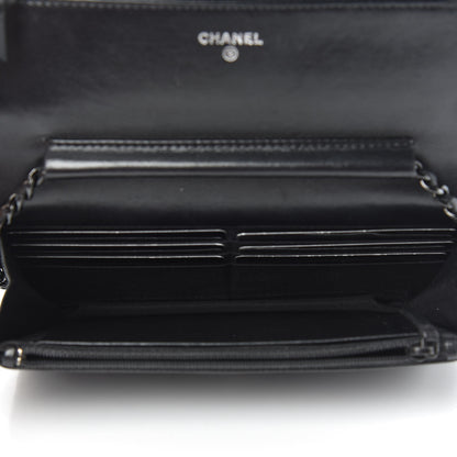 Chanel Lambskin Chevron Quilted Wallet On Chain WOC So Black 5 of 13