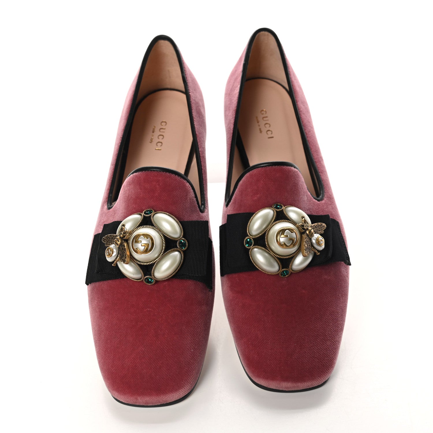 Gucci Velvet Etoile Pearl Embellished Loafers 40 Tibet Red 5 of 9