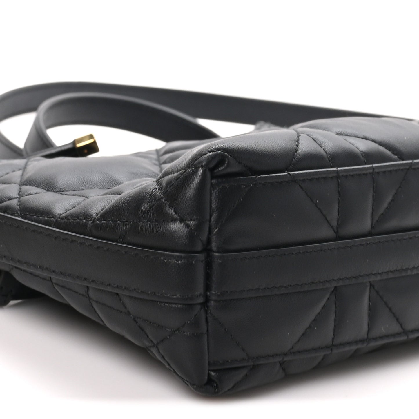 Calfskin Macrocannage Miss Caro Diorling Mini Bag with Chain Black