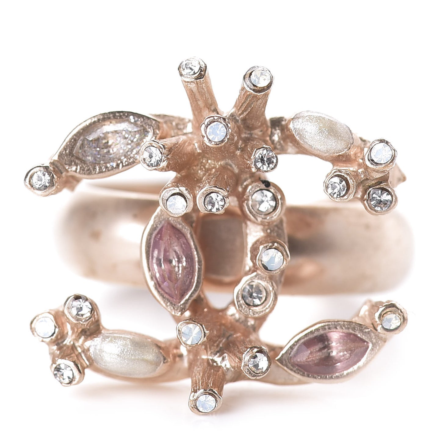 Crystal Marquise CC Logo Ring 6 Rose Gold