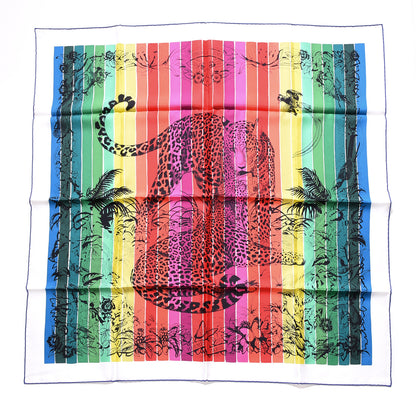 Hermes Silk Carre Jungle Love Rainbow Scarf 90 Rose Vert Jaune 1 of 4
