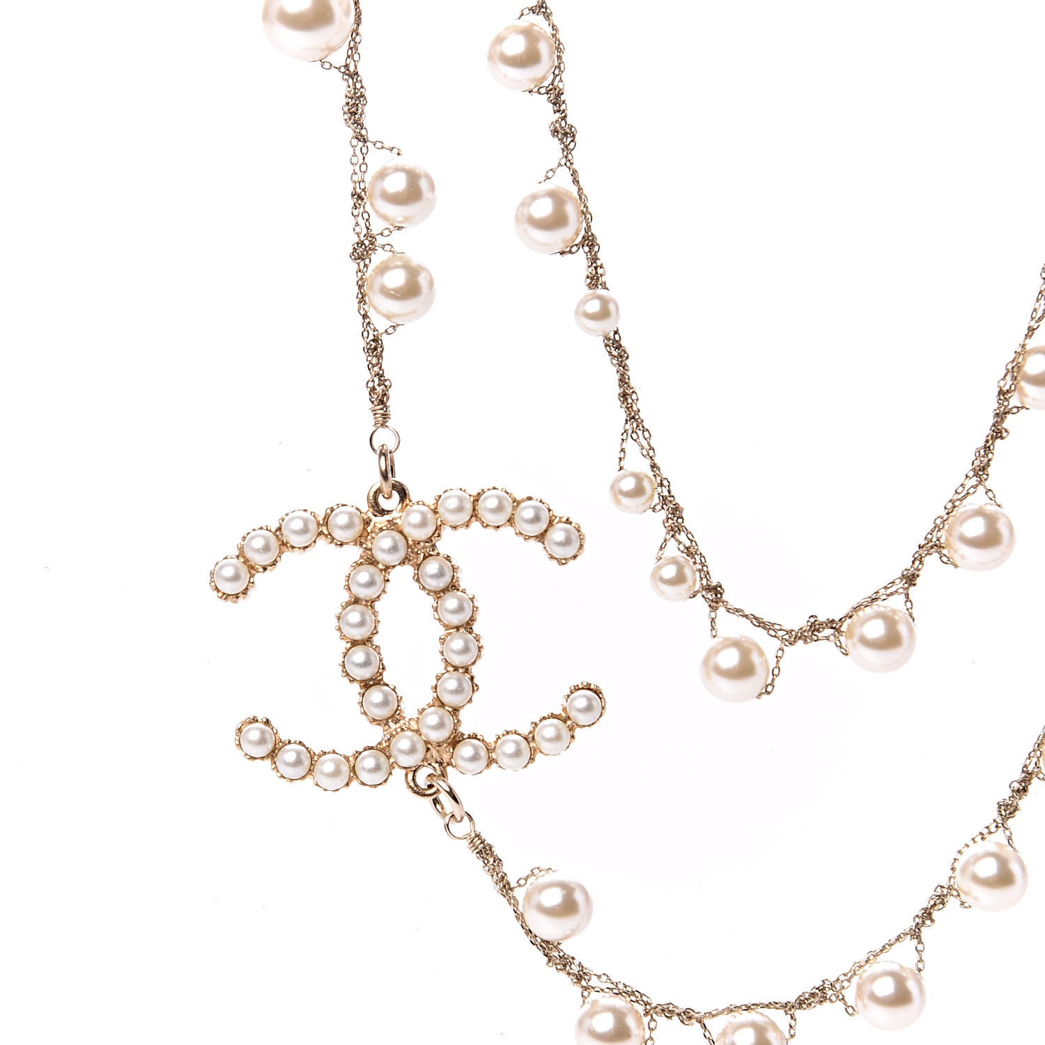 Chanel Pearl CC Long Necklace Gold 4 of 6