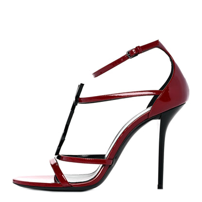 Saint Laurent Patent Calfskin Cassandra 100 Sandals 40 Red Laquer 1 of 9