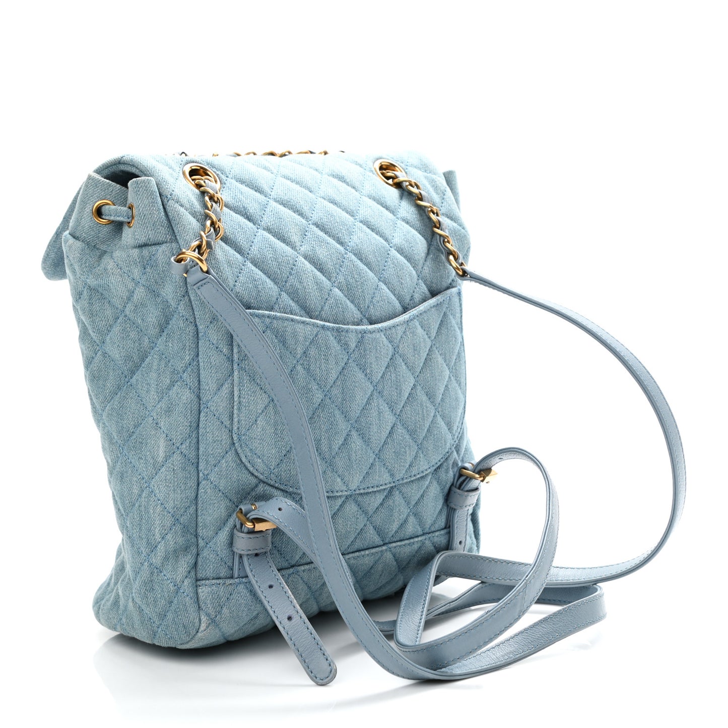 Washed Denim Quilted Small Urban Spirit Backpack Light Blue