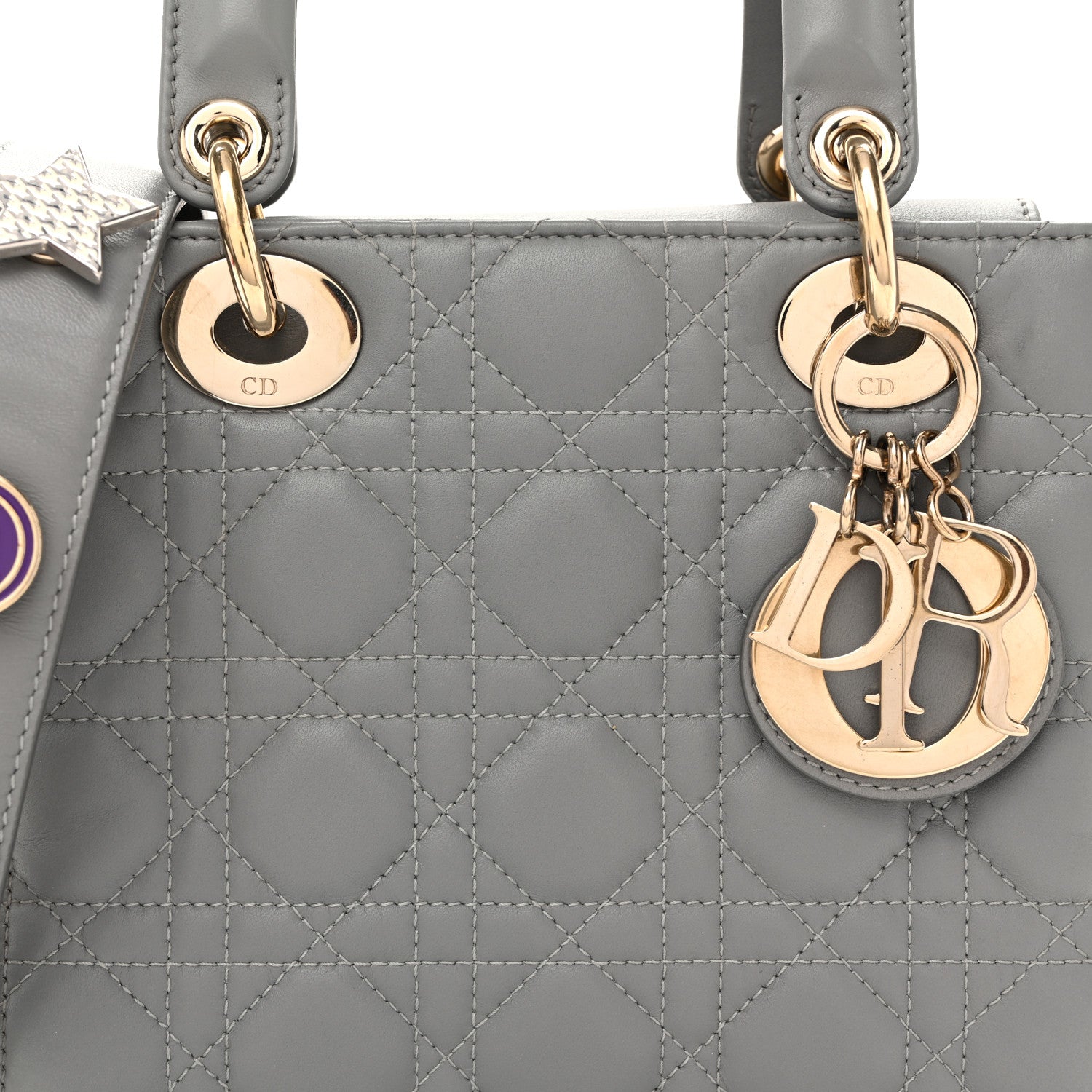 Christian Dior Lambskin Cannage Small My ABCDior Lady Dior Grey 8 of 11