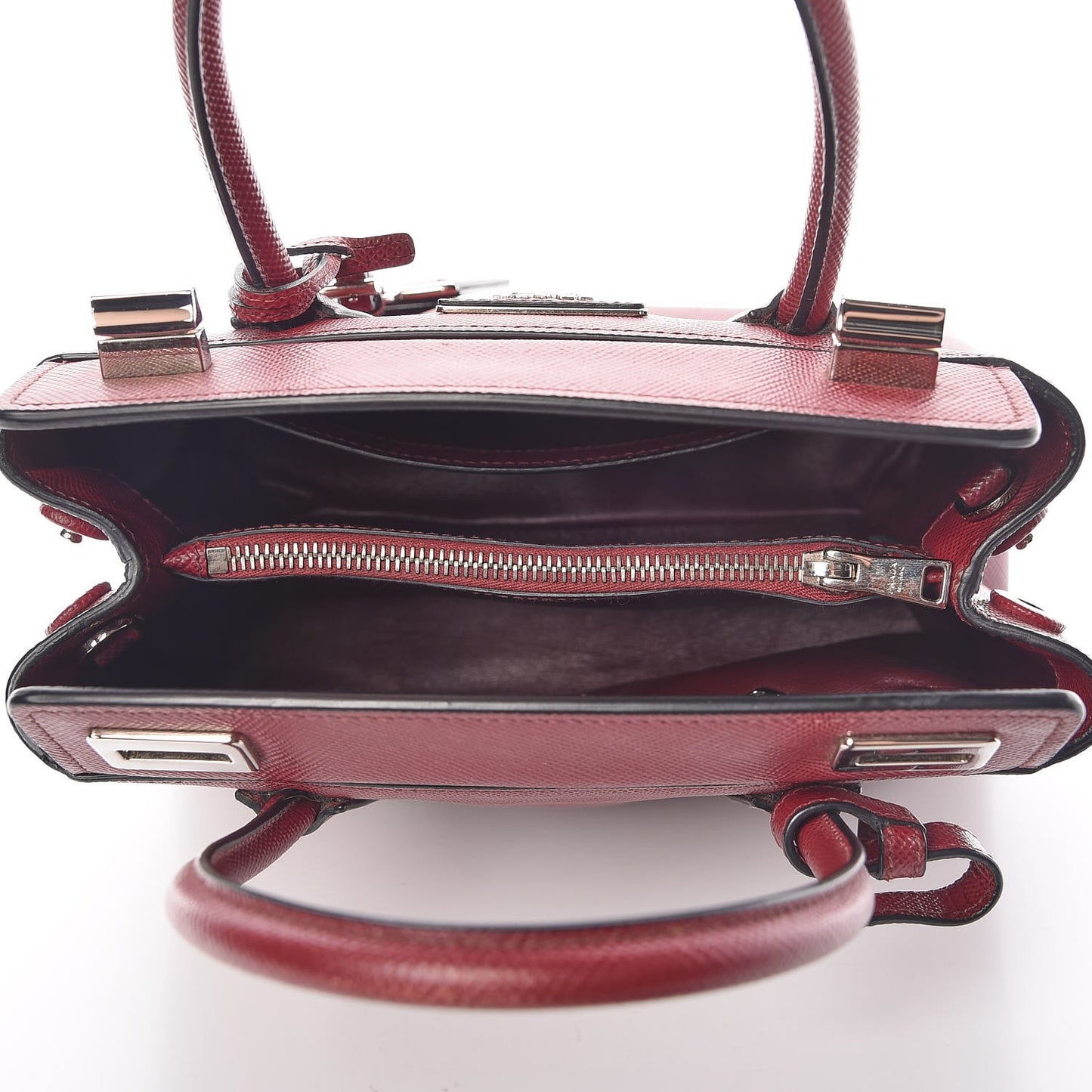Saffiano Cuir Small Twin Tote Cherry