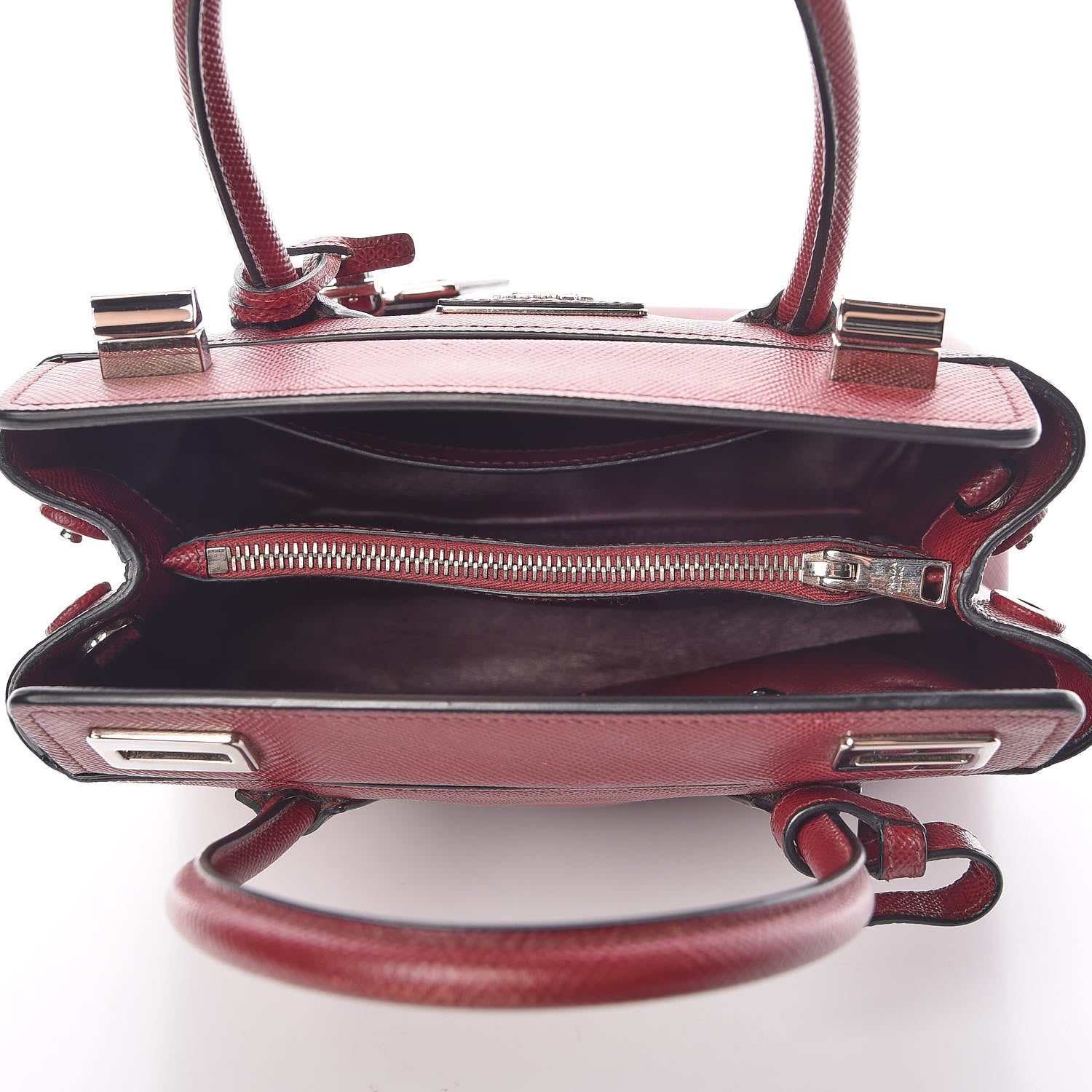 Prada Saffiano Cuir Small Twin Tote Cherry 5 of 16