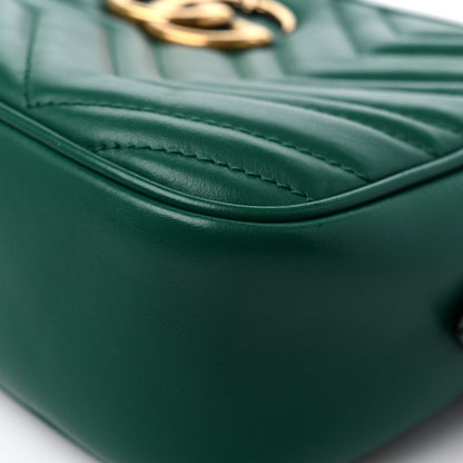Gucci Calfskin Matelasse Small GG Marmont Chain Shoulder Bag Emerald Green 10 of 13