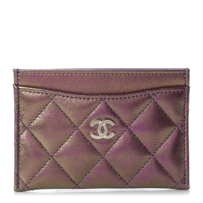 Chanel Iridescent Lambskin Quilted Card Holder Purple 1 of 9