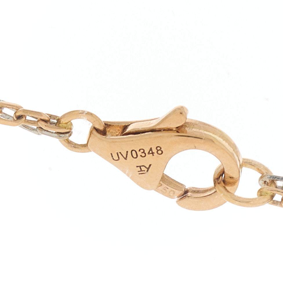 18K White Pink Gold Diamond Three Ring LOVE Pendant Necklace