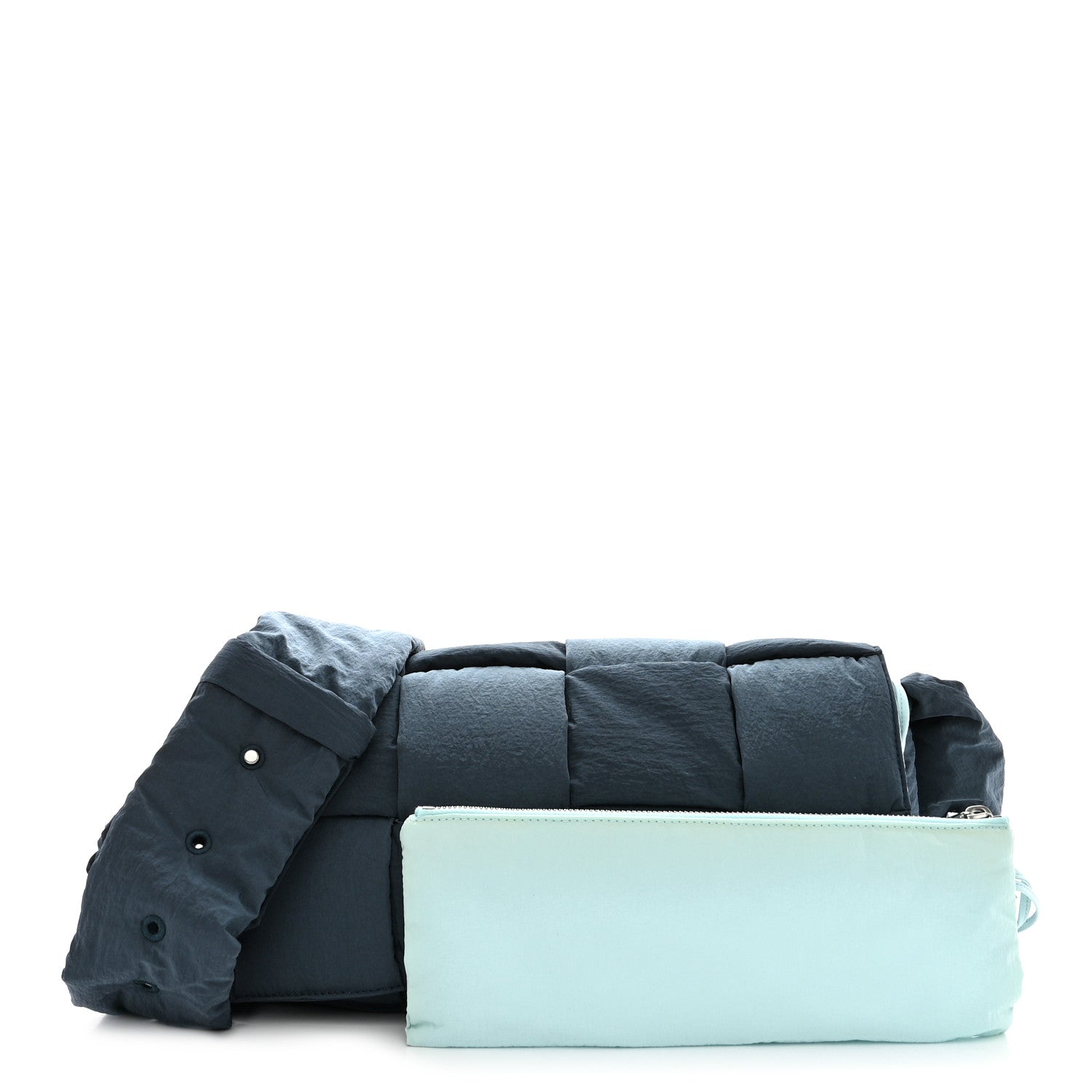Bottega Veneta Nylon Intrecciato Padded Tech Cassette Bag Deep Blue Pale Blue 2 of 12