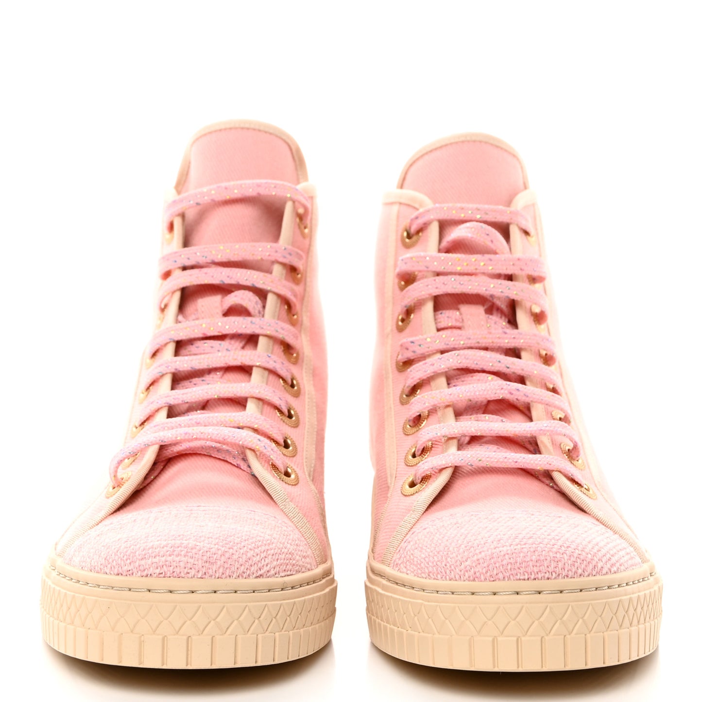 Tweed Canvas High Top Sneakers 38 Pink
