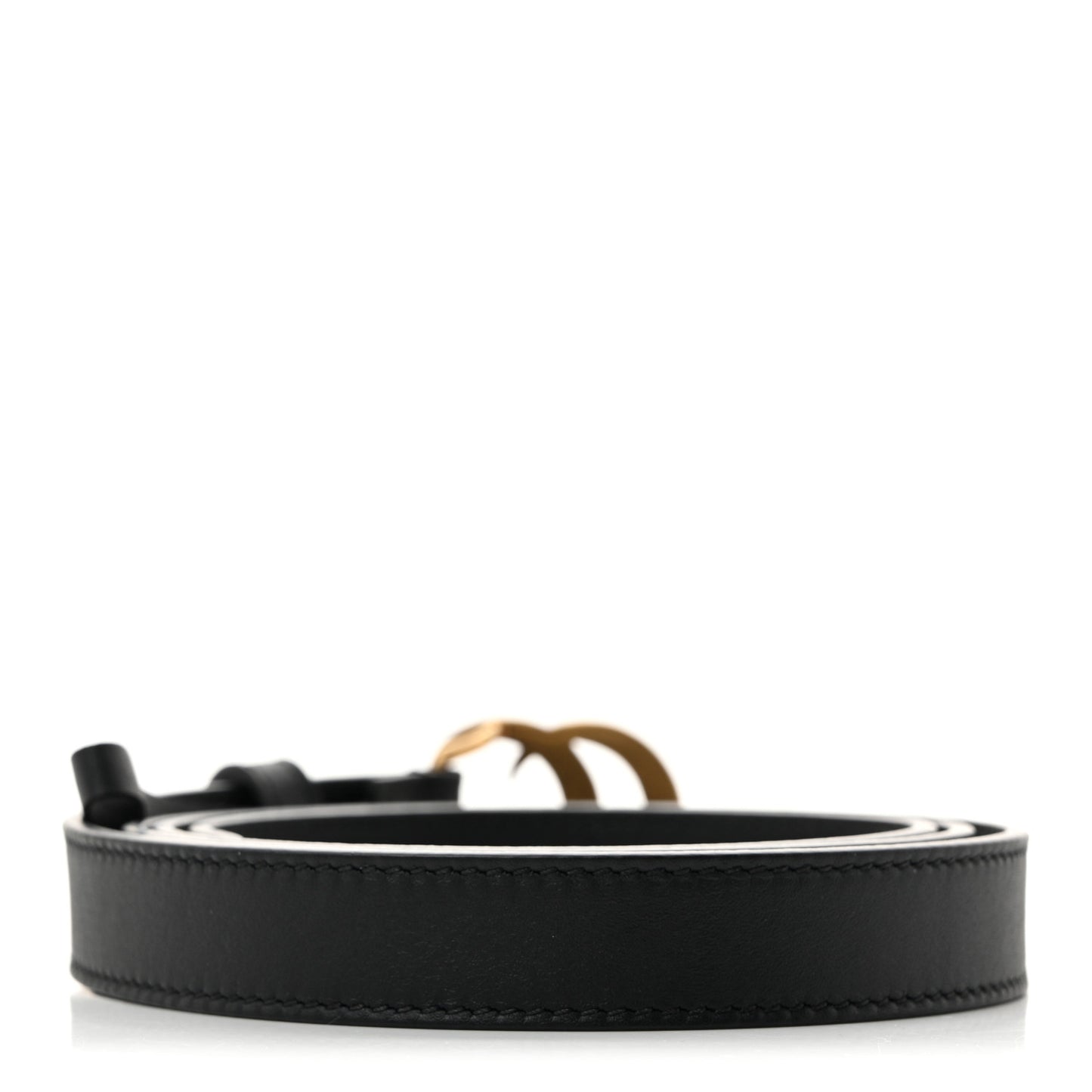 Moon Calfskin Pearl Double G 20mm Belt 100 40 Black Cream
