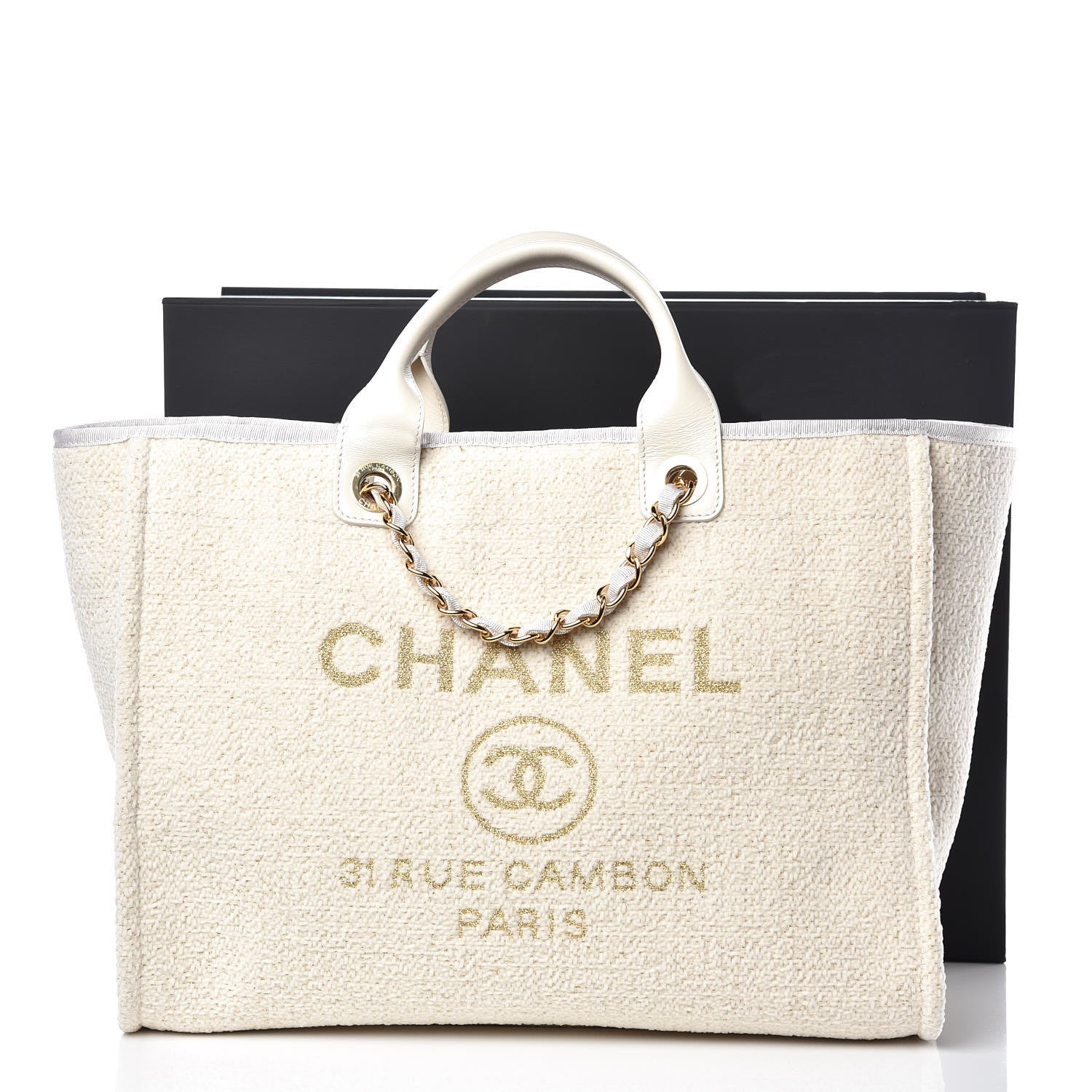 Chanel Lurex Boucle Medium Deauville Tote White 10 of 10