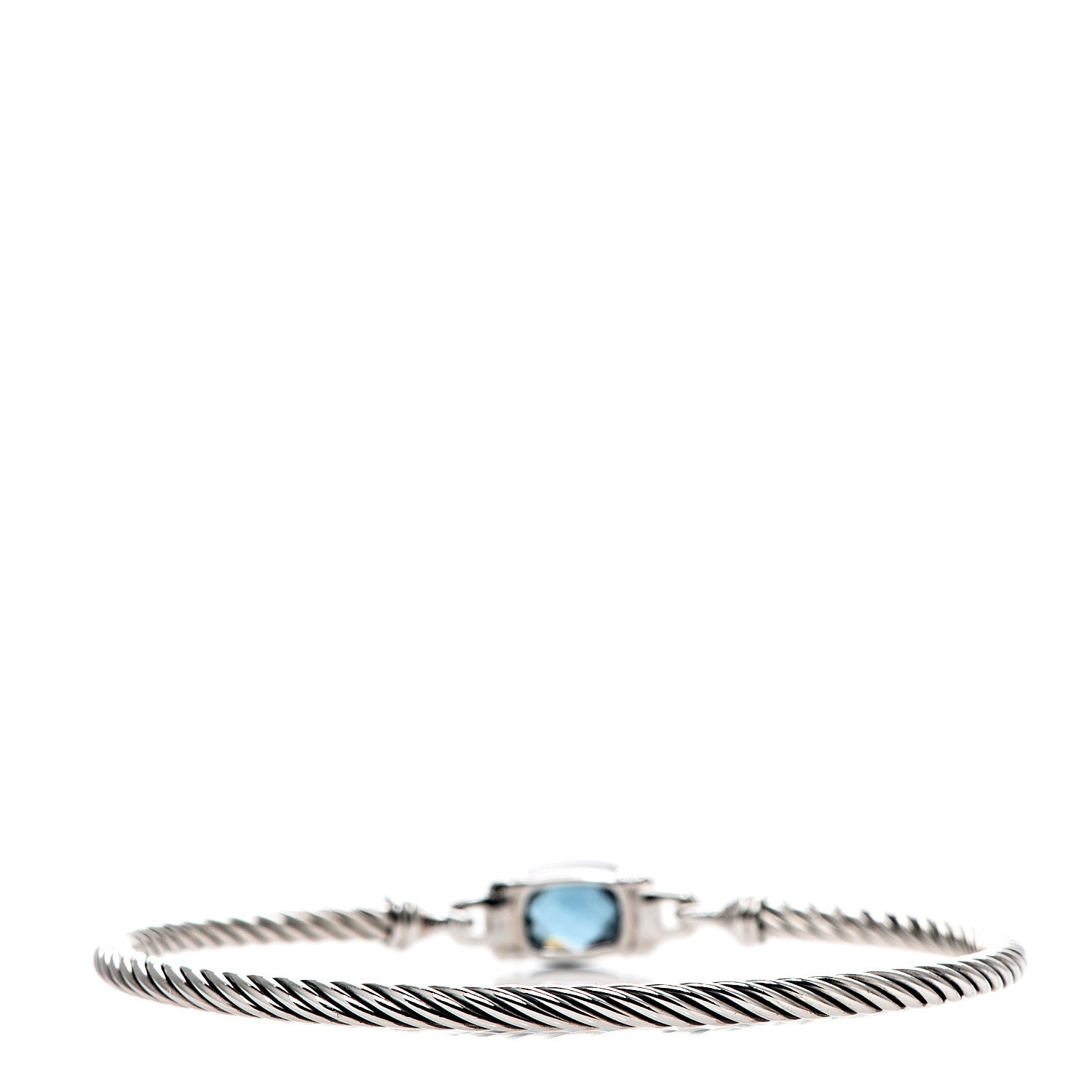 David Yurman Sterling Silver Diamond Hampton Blue Topaz 3mm Petite Wheaton Bracelet 2 of 3