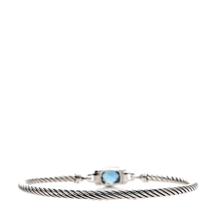 David Yurman Sterling Silver Diamond Hampton Blue Topaz 3mm Petite Wheaton Bracelet 2 of 3