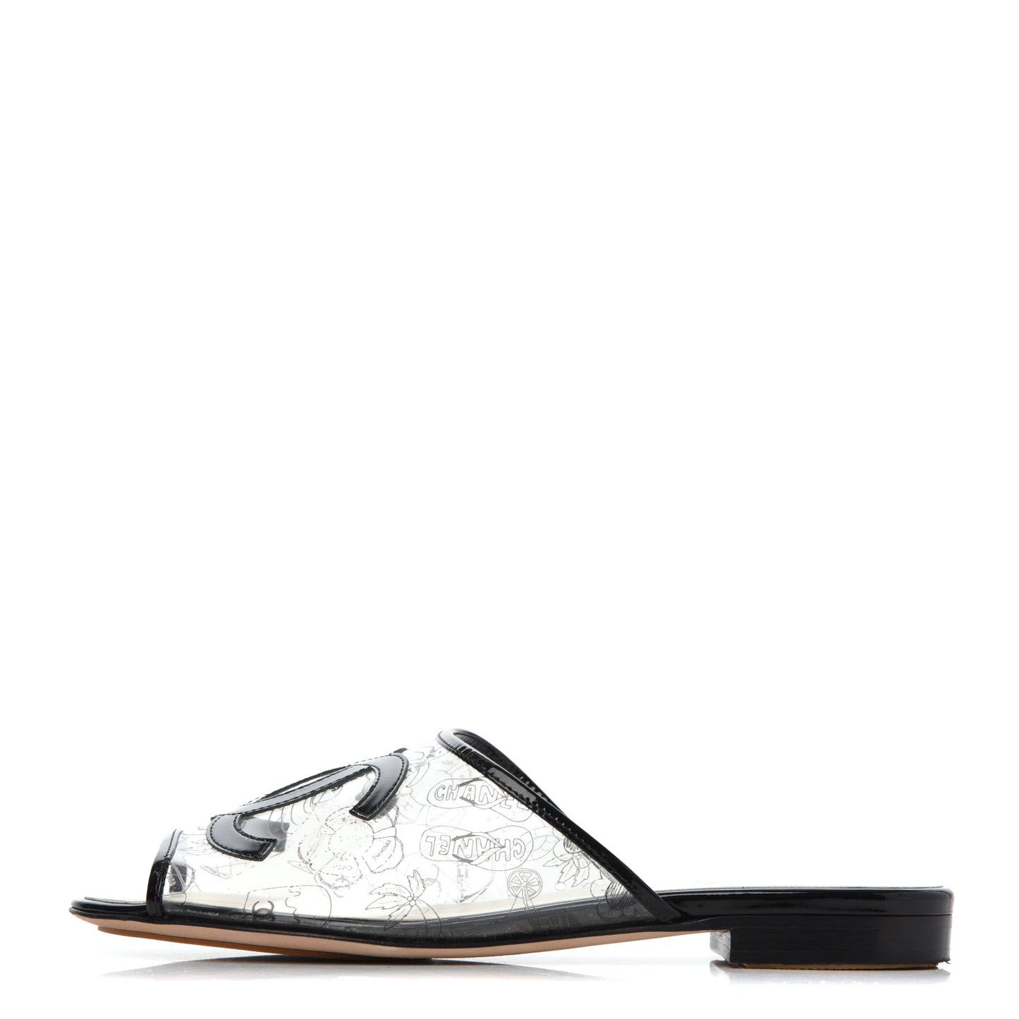 Patent PVC CC Sandal Mule 37 Black