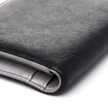Chanel Lambskin Camellia Embossed Yen Wallet Black 20 of 26