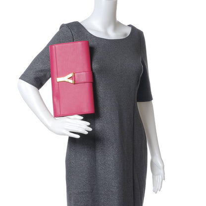 Saint Laurent Leather Classic Y Chyc Clutch Fuchsia 2 of 9