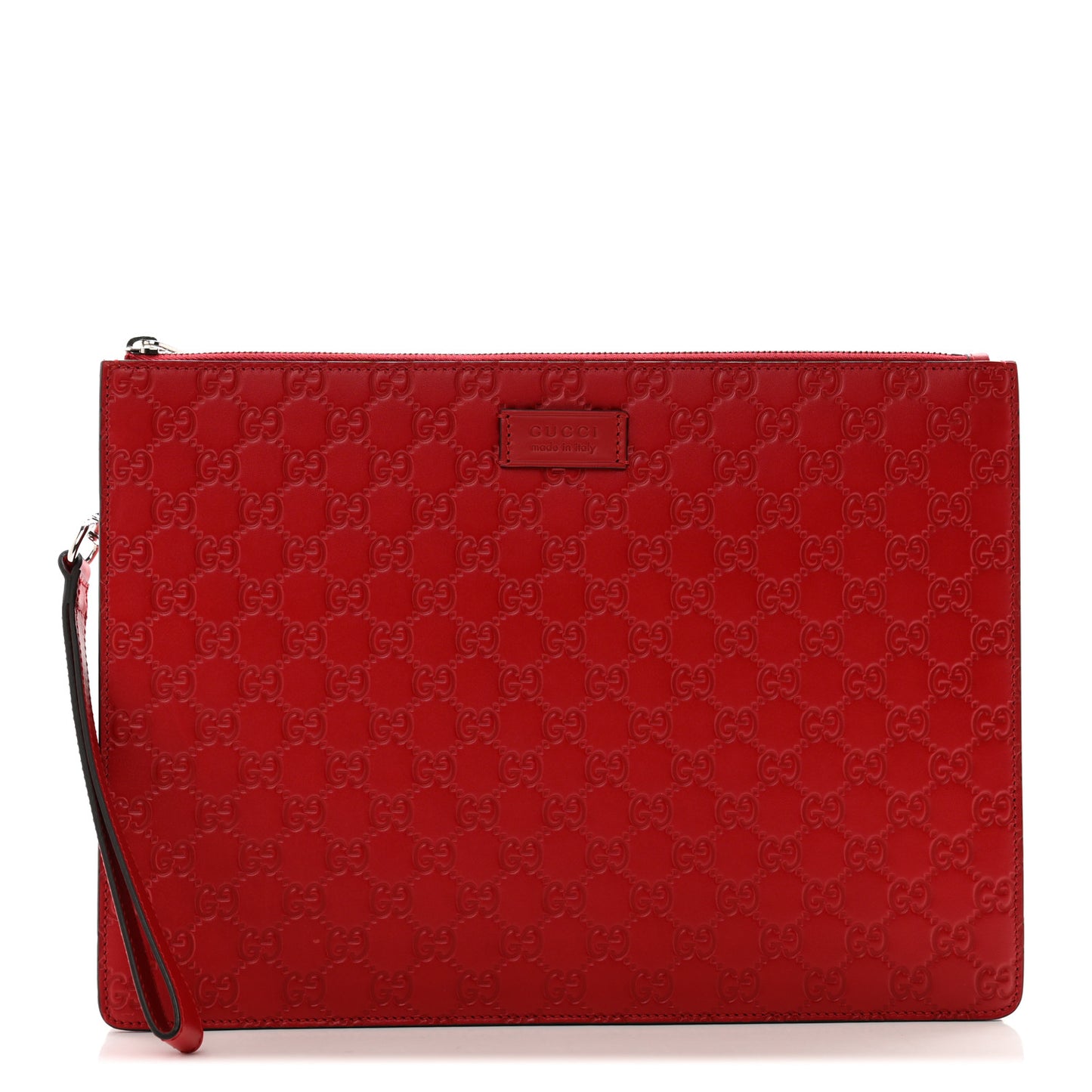 Guccissima Medium Documents Holder Hibiscus Red