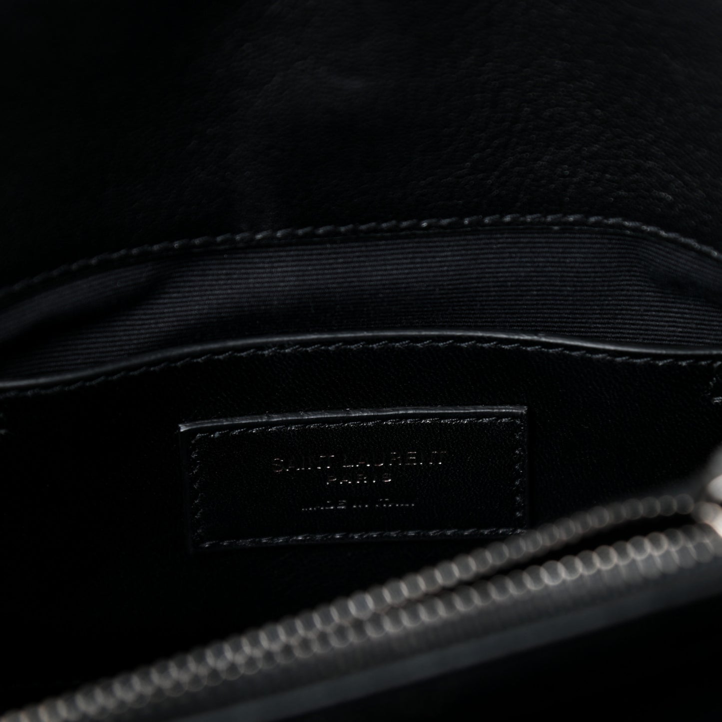 Sheepskin Matelasse Chevron Monogram Medium College Bag Black
