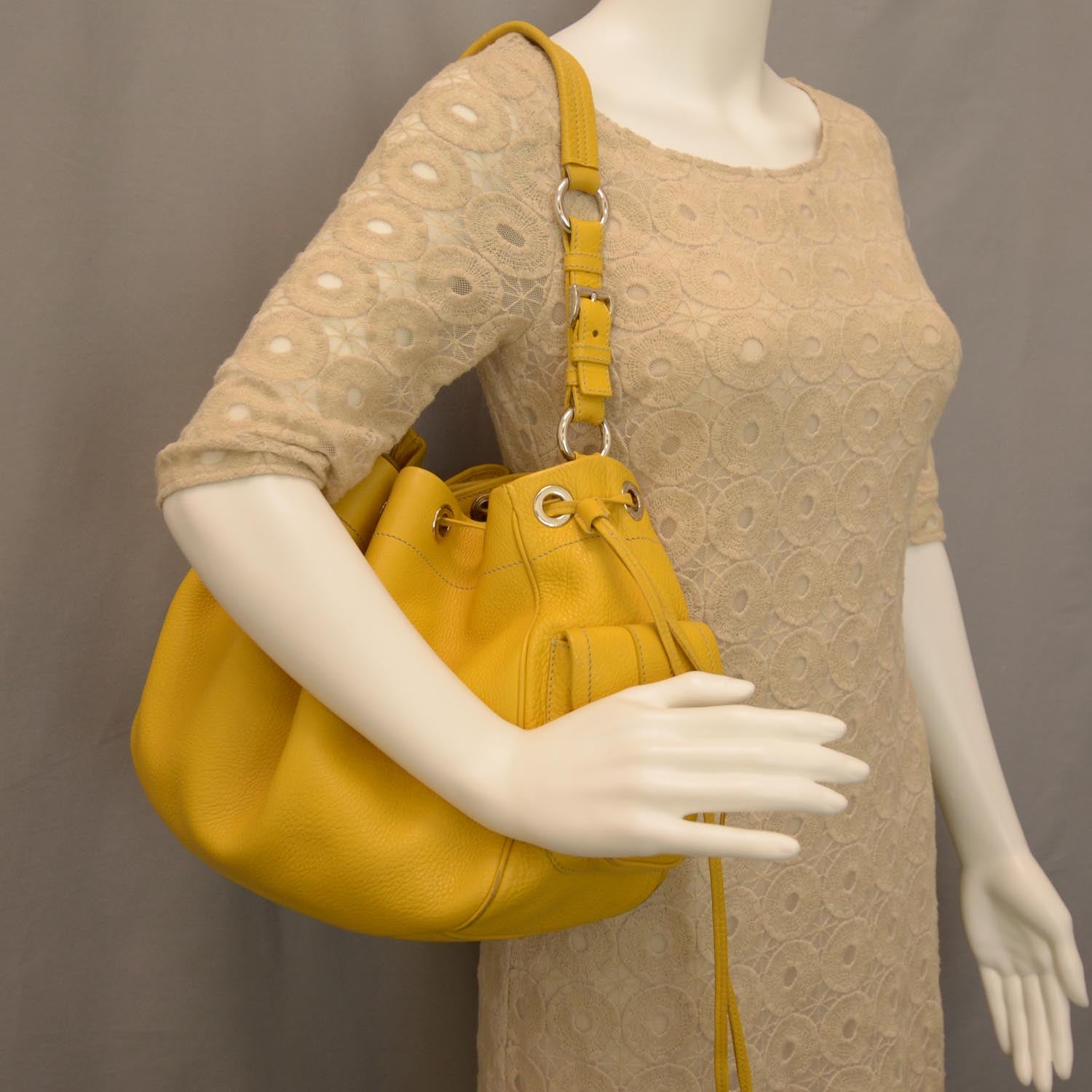 Prada Vitello Daino Drawstring Shoulder Bag 2 of 8