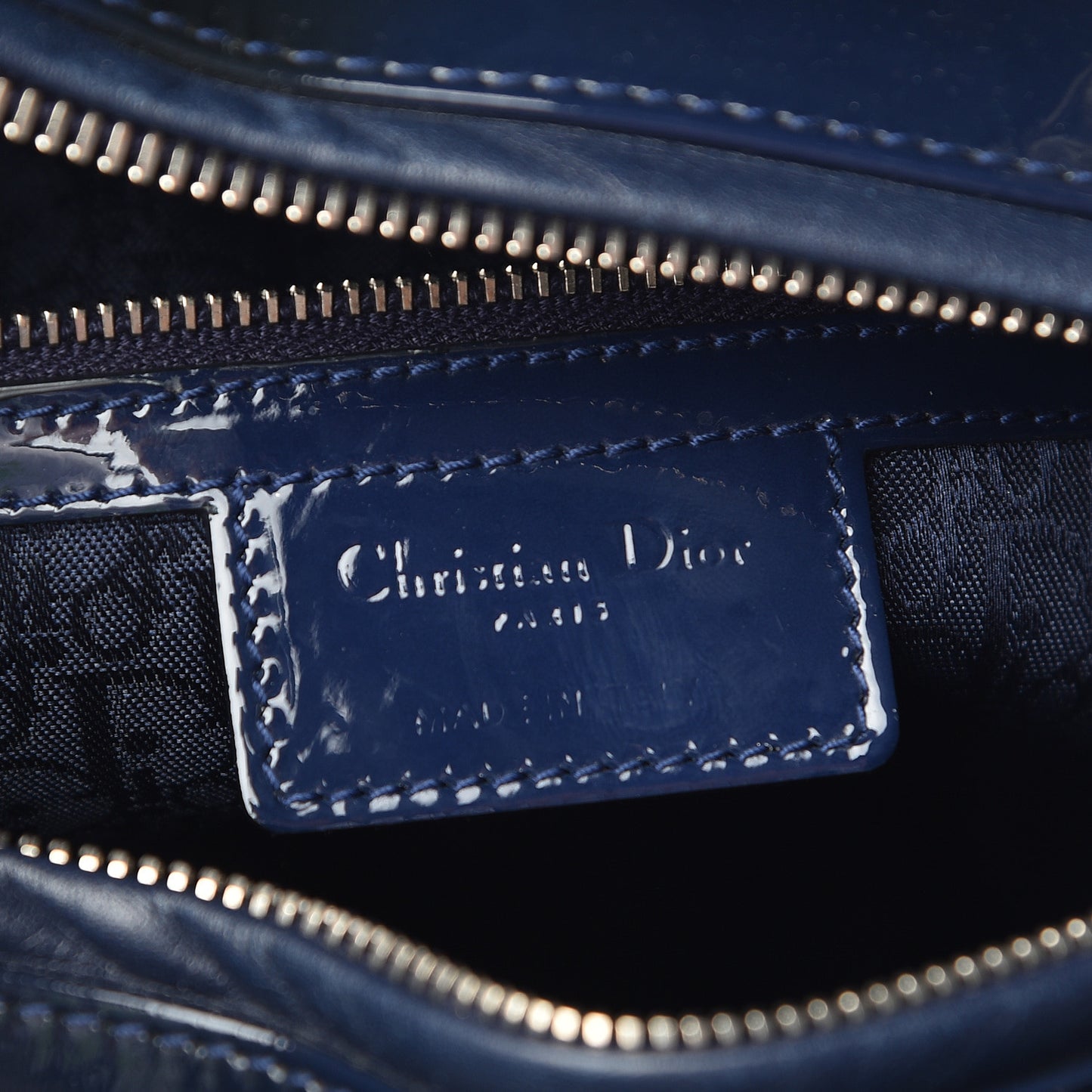 Patent Cannage Large Lady Dior Navy Blue