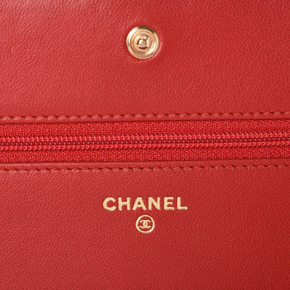 Chanel Lambskin Quilted Boy Wallet On Chain WOC Red 6 of 8