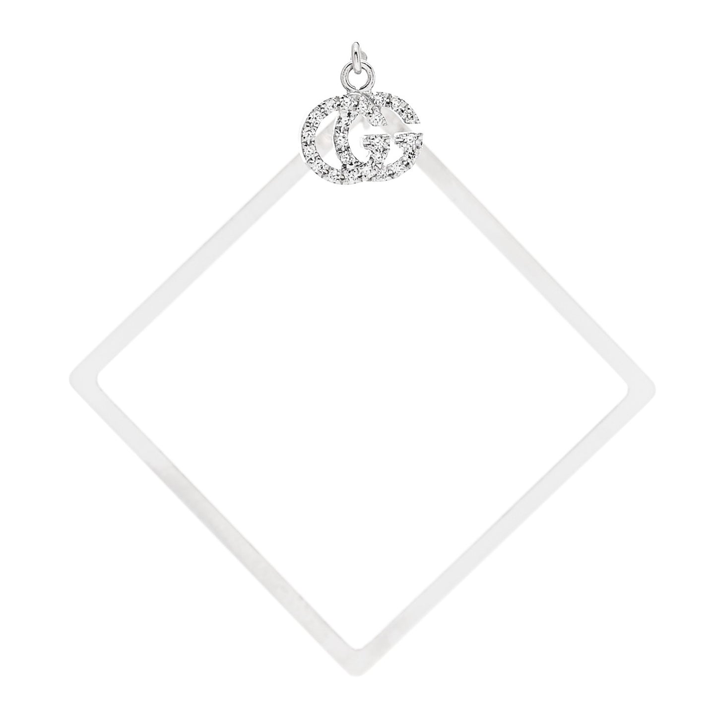 18K White Gold Diamond Square GG Single Earring