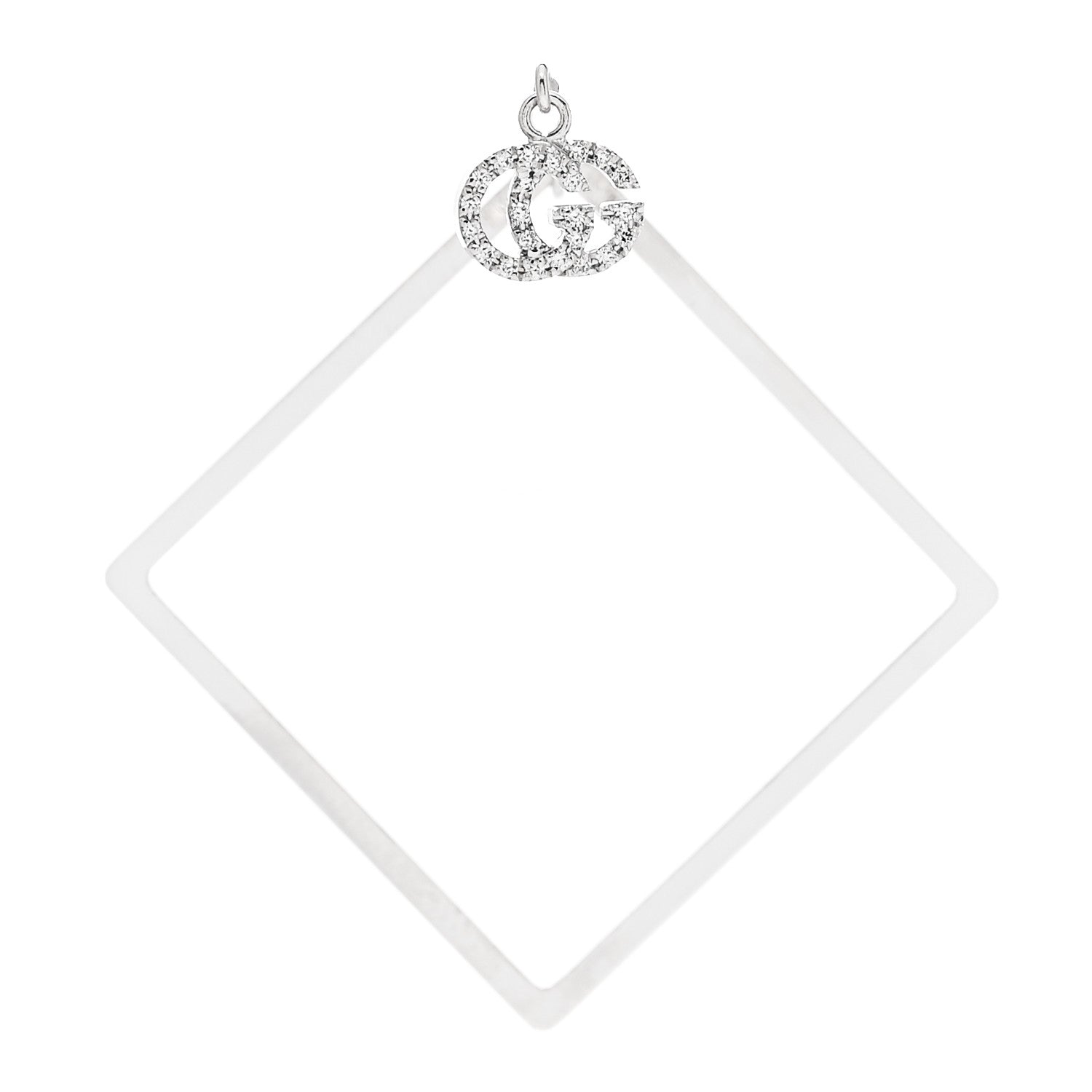 Gucci 18K White Gold Diamond Square GG Single Earring 1 of 6