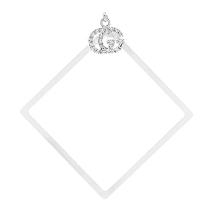 Gucci 18K White Gold Diamond Square GG Single Earring 1 of 6