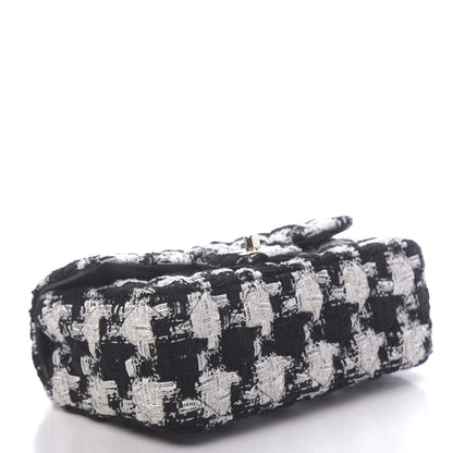 Chanel Tweed Quilted Mini Rectangular Flap Black Ecru White 4 of 11