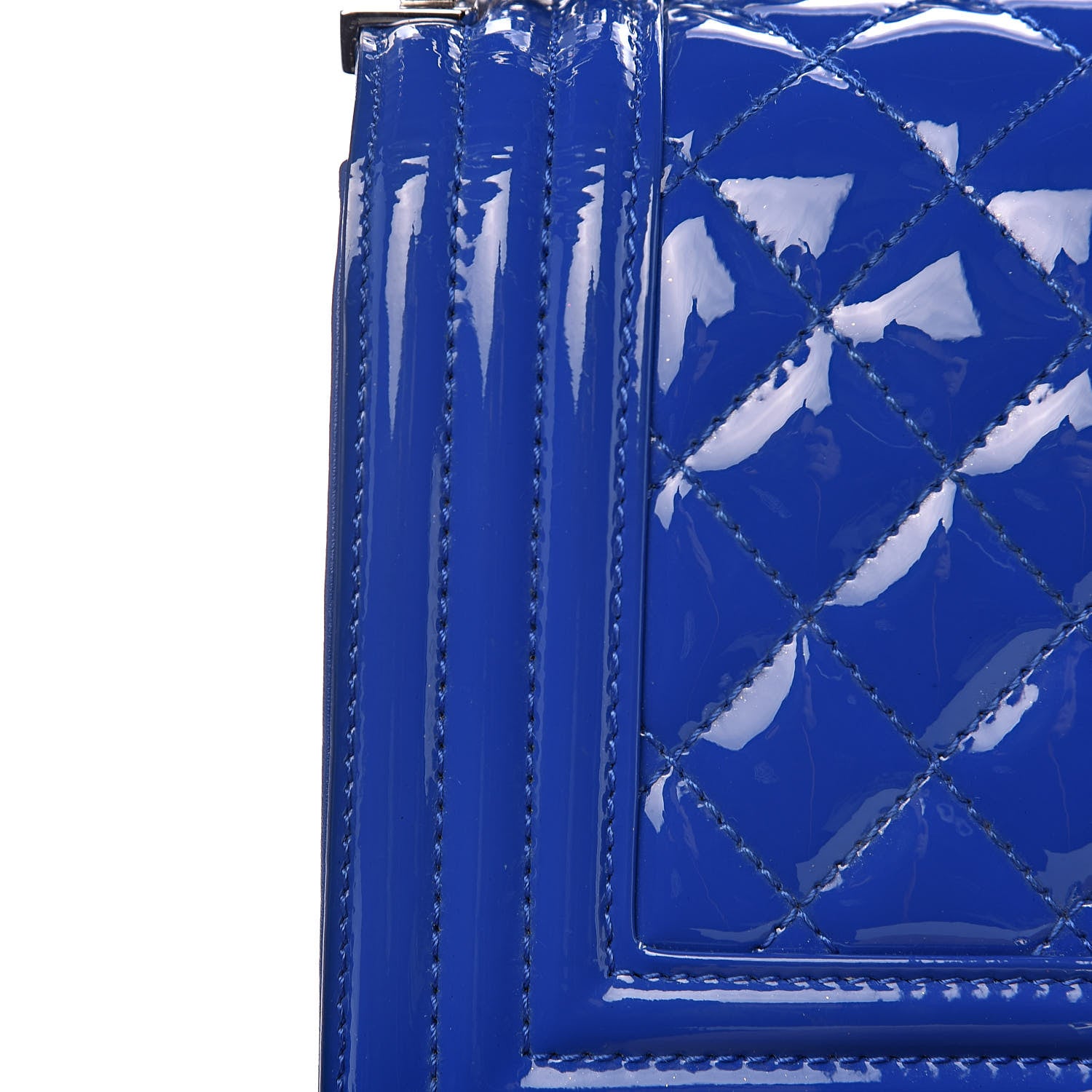 Chanel Patent Calfskin Quilted Small Plexiglass Boy Flap Blue 13 of 15