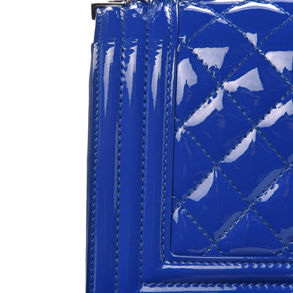 Chanel Patent Calfskin Quilted Small Plexiglass Boy Flap Blue 13 of 15