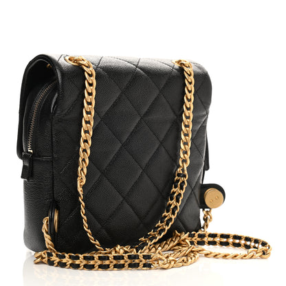 Chanel Shiny Caviar Quilted Chain Melody Backpack Black 3 of 11
