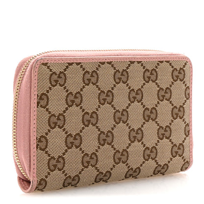 Gucci Monogram Dollar Calfskin Zip Around Compact Wallet Beige Ebony Soft Pink 3 of 8