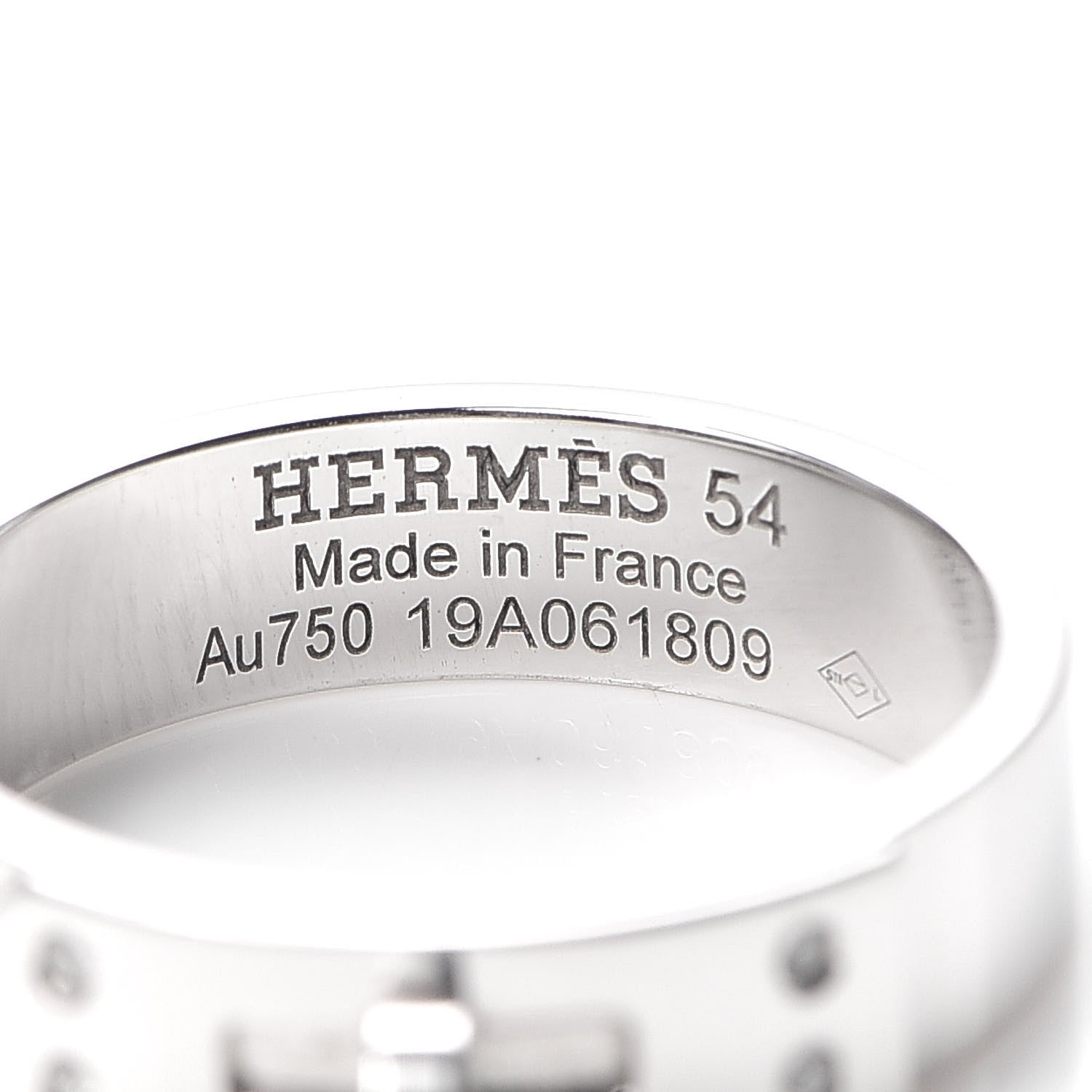 Hermes 18K White Gold Diamond PM Kelly Ring 54 6.75 4 of 5
