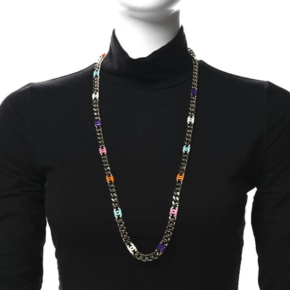 Chanel Metal Enamel Chain CC Necklace Gold Multicolor 2 of 4