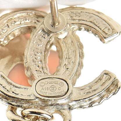 Chanel Resin Crystal CC Camellia Drop Earrings Gold Beige 4 of 5