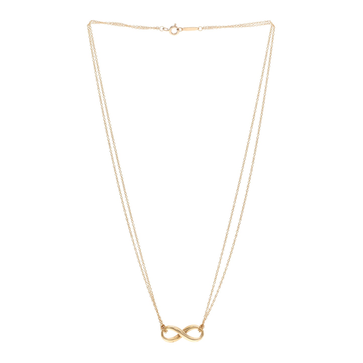 18K Yellow Gold Infinity Double Chain Pendant Necklace