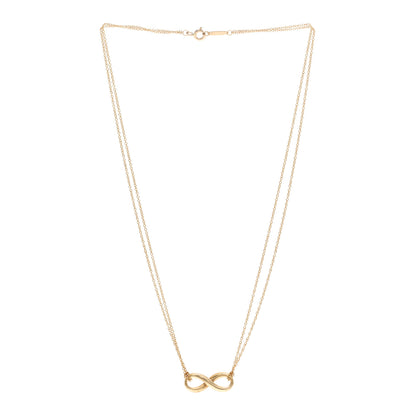Tiffany 18K Yellow Gold Infinity Double Chain Pendant Necklace 3 of 4
