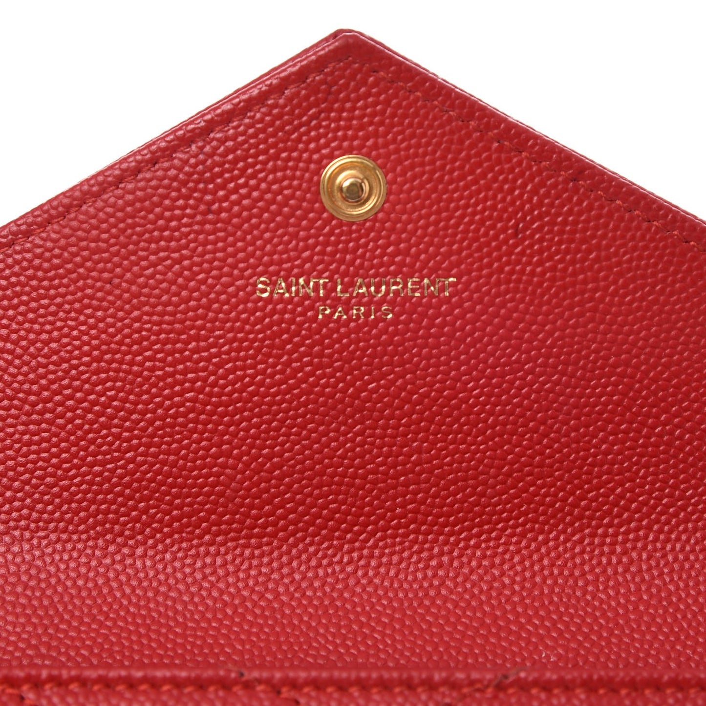 Grain De Poudre Matelasse Chevron Small Monogram Envelope Wallet New Red