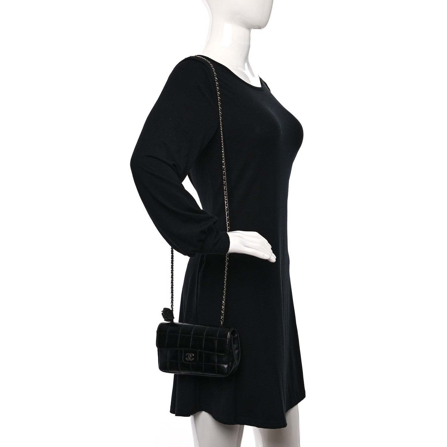 Chanel Distress Patent Quilted Mini Chocolate Bar Flap Black 2 of 10
