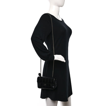 Chanel Distress Patent Quilted Mini Chocolate Bar Flap Black 2 of 10