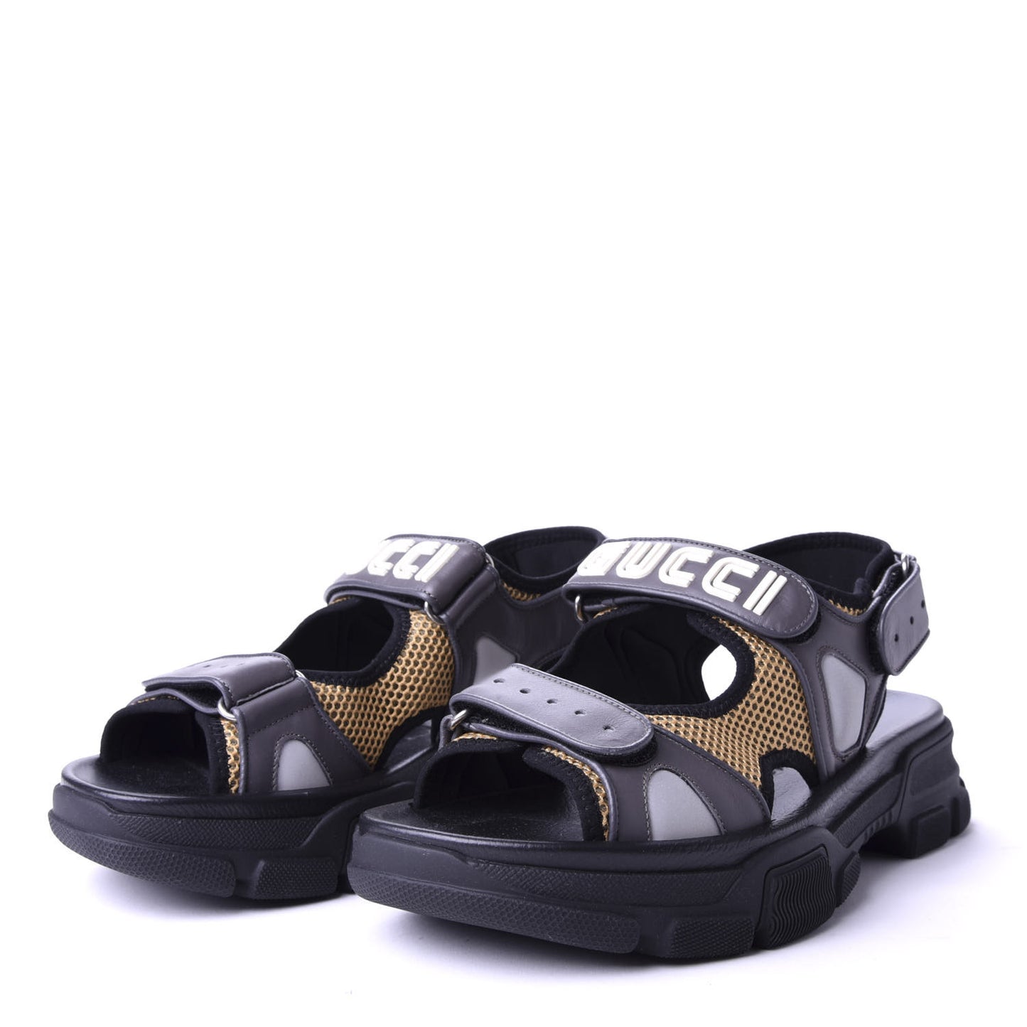 X SEGA Nappa Mesh Mens Aguru Sandals 8 Loess Black