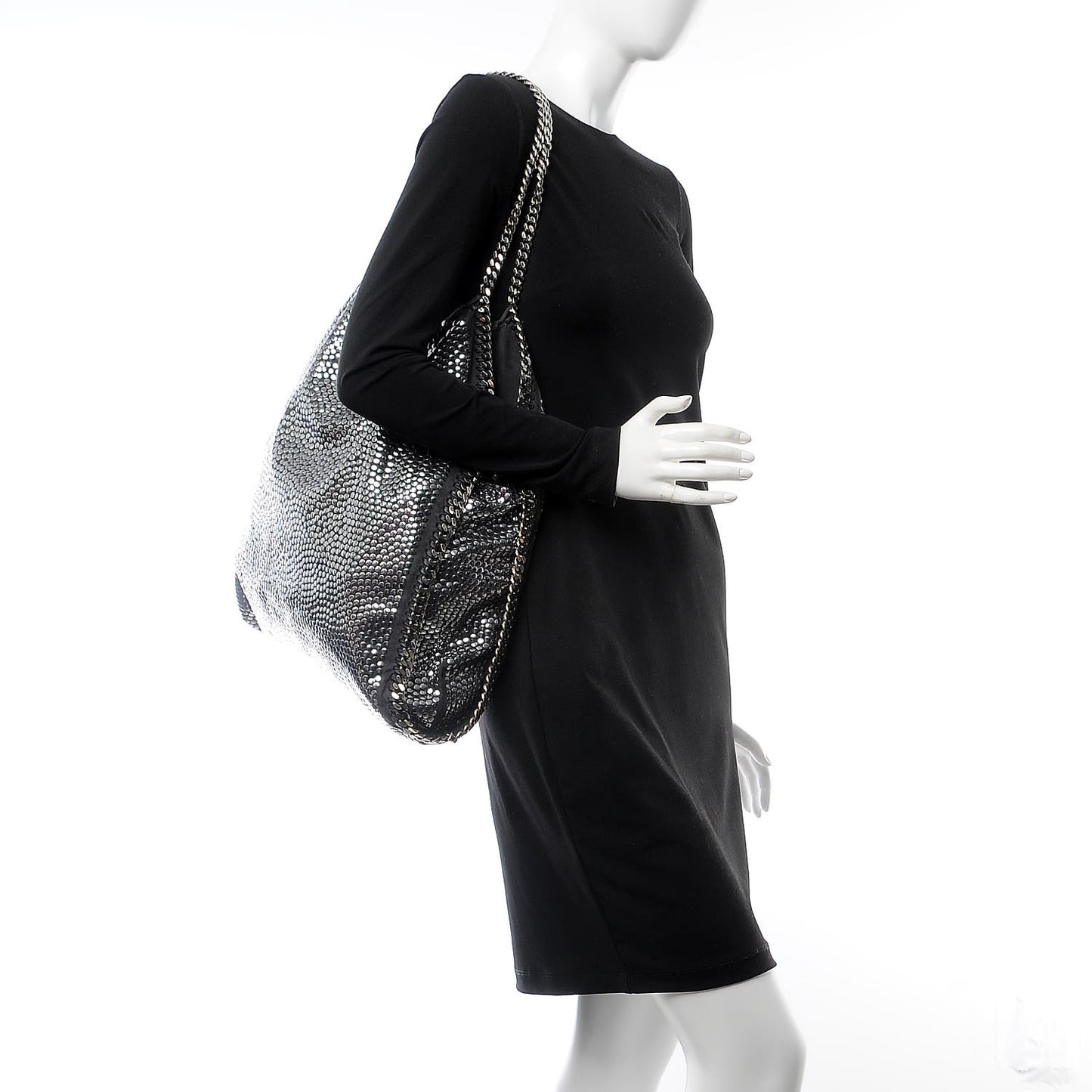 Studded Eco Suede Falabella Tote Black